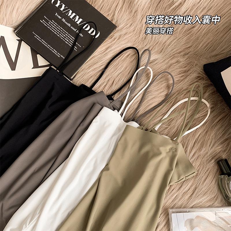 Ice silk seamless small suspender women's vest summer thin style with chest pad, beautiful back backing, anti-light tube top women