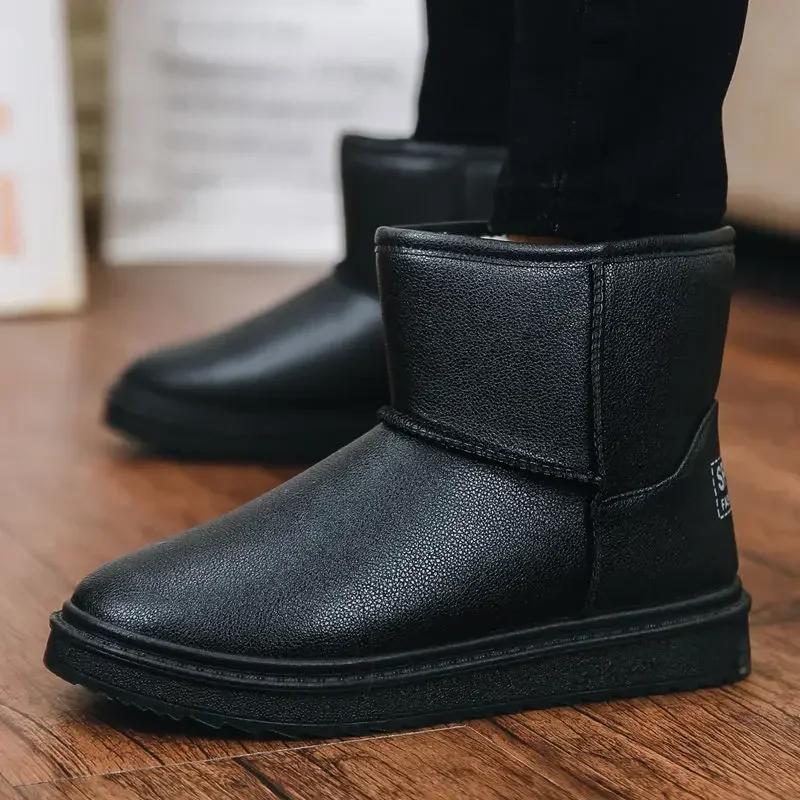 Fashion Shoes for Women Elegant with Low Heels Round Toe Black Womens Snow Boots Leather Booties Ankle Big Red on Slip Anti Skid 39 Y2k