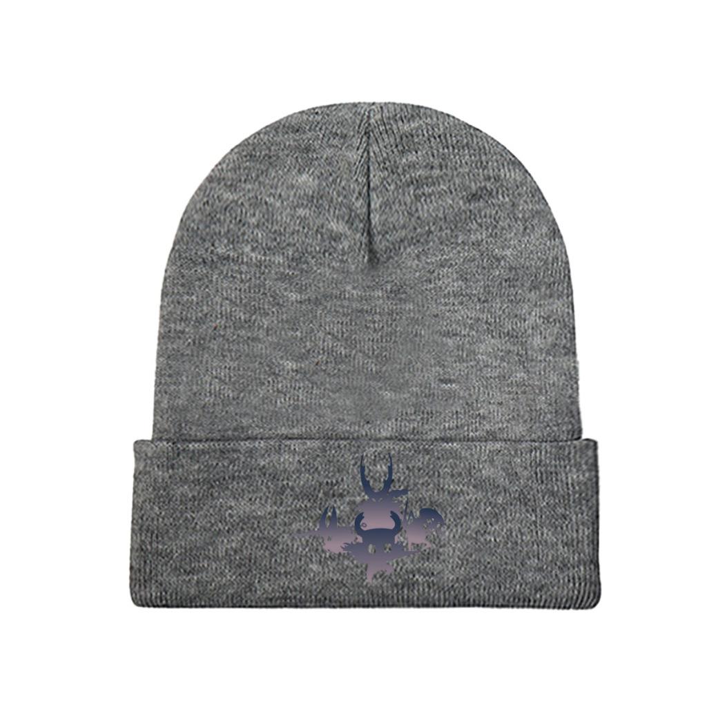 Hollow Knight Farbverlauf Strickmütze Beanie Wintermützen Warm Unisex Mode Totenkopf Videospiel Mützen Unisex Damen Geschenk