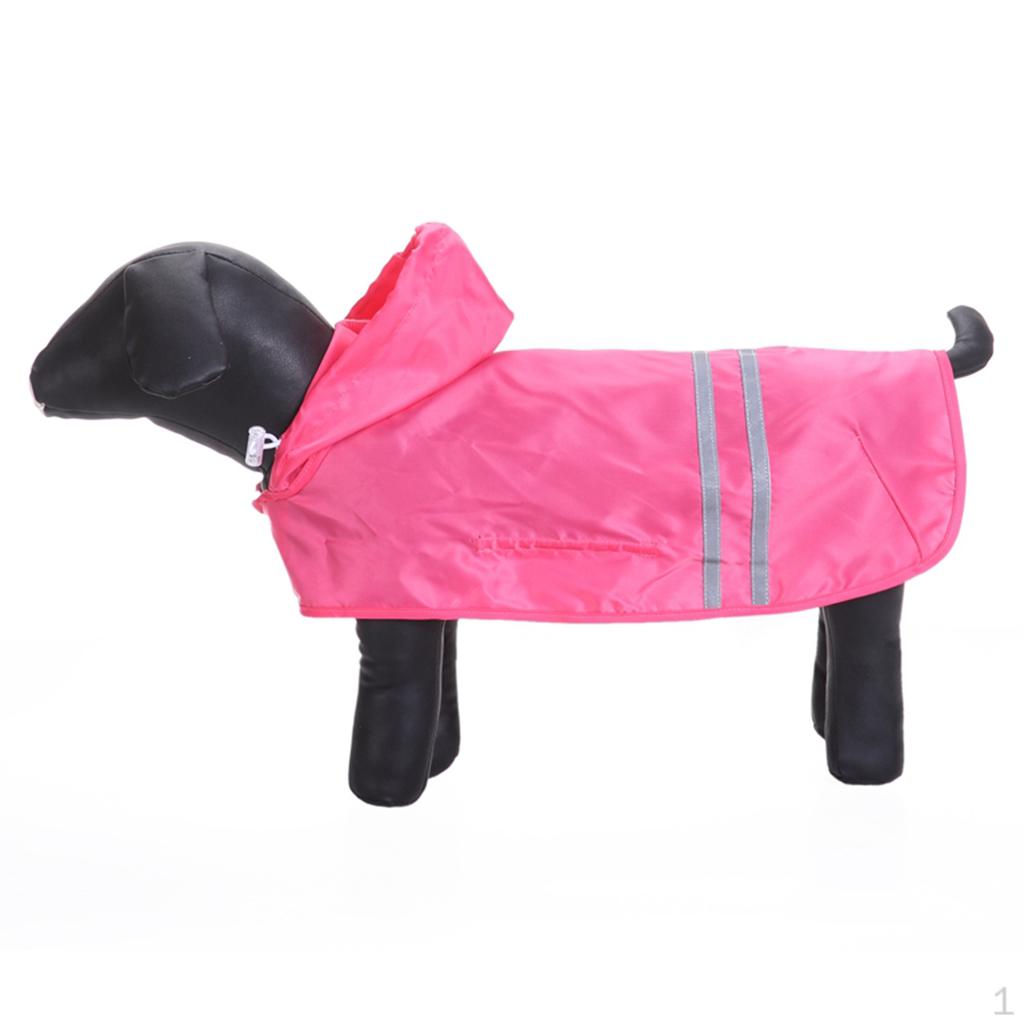 

Waterproof - Pet Puppy Outdoor Hooded Jacket Clothes Reflective Rose Red S