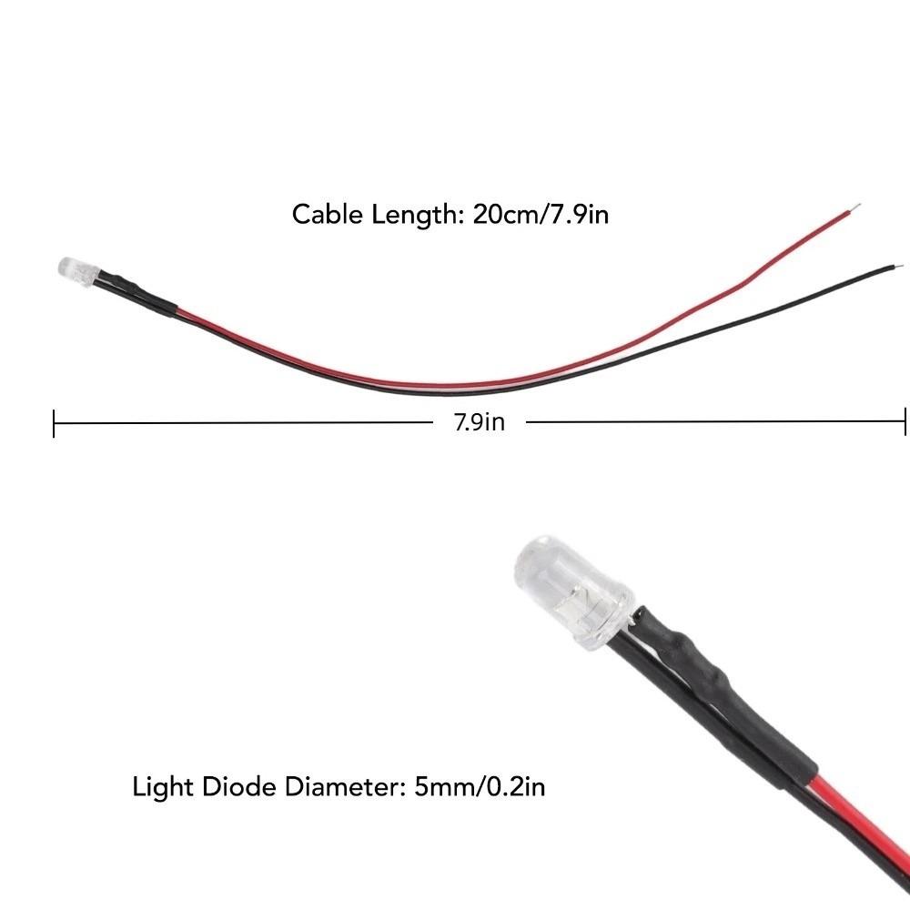 20PCS 5‑12V Light Emitting Diodes 5mm LED Light Diodes Mini LED Diodes  Circuit Science Experiment