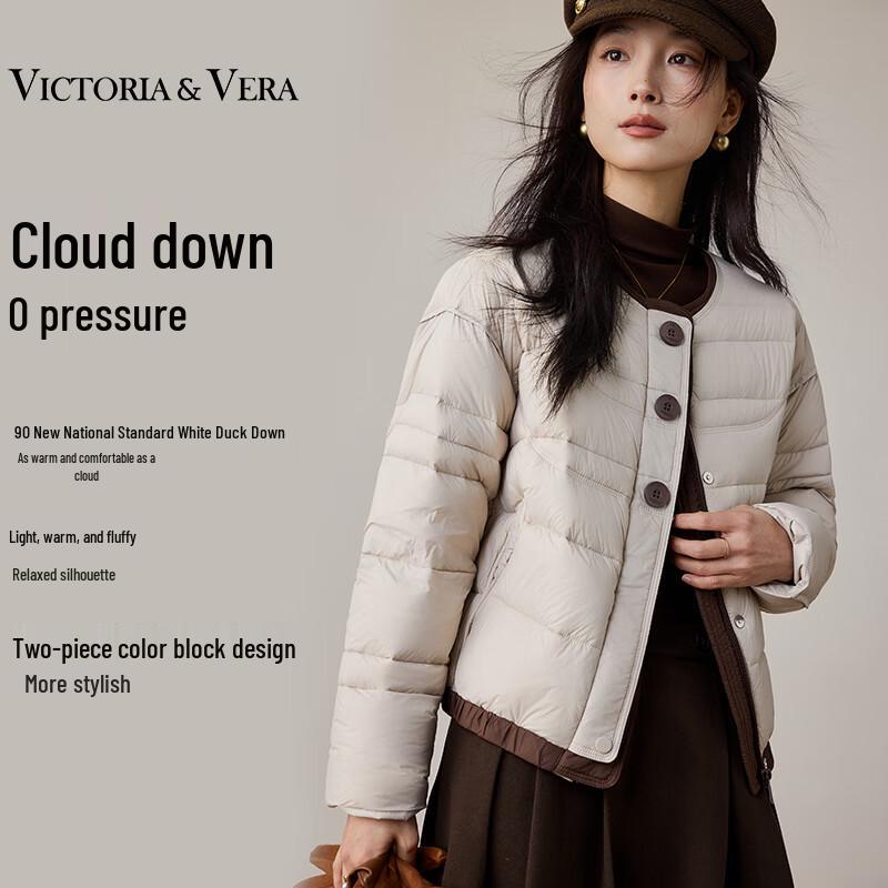 

VICTORIA&VERA Women s Faux Two-Piece Layered Duck Down Jacket XL