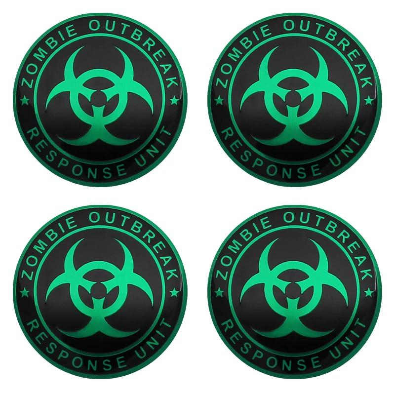 

4PCS 56+60mm Car Zombie Outbreak Racing Logo Wheel Center Hub Caps Sticker Rim Car Cover Emblem Badge Styling Decorat Accessorie