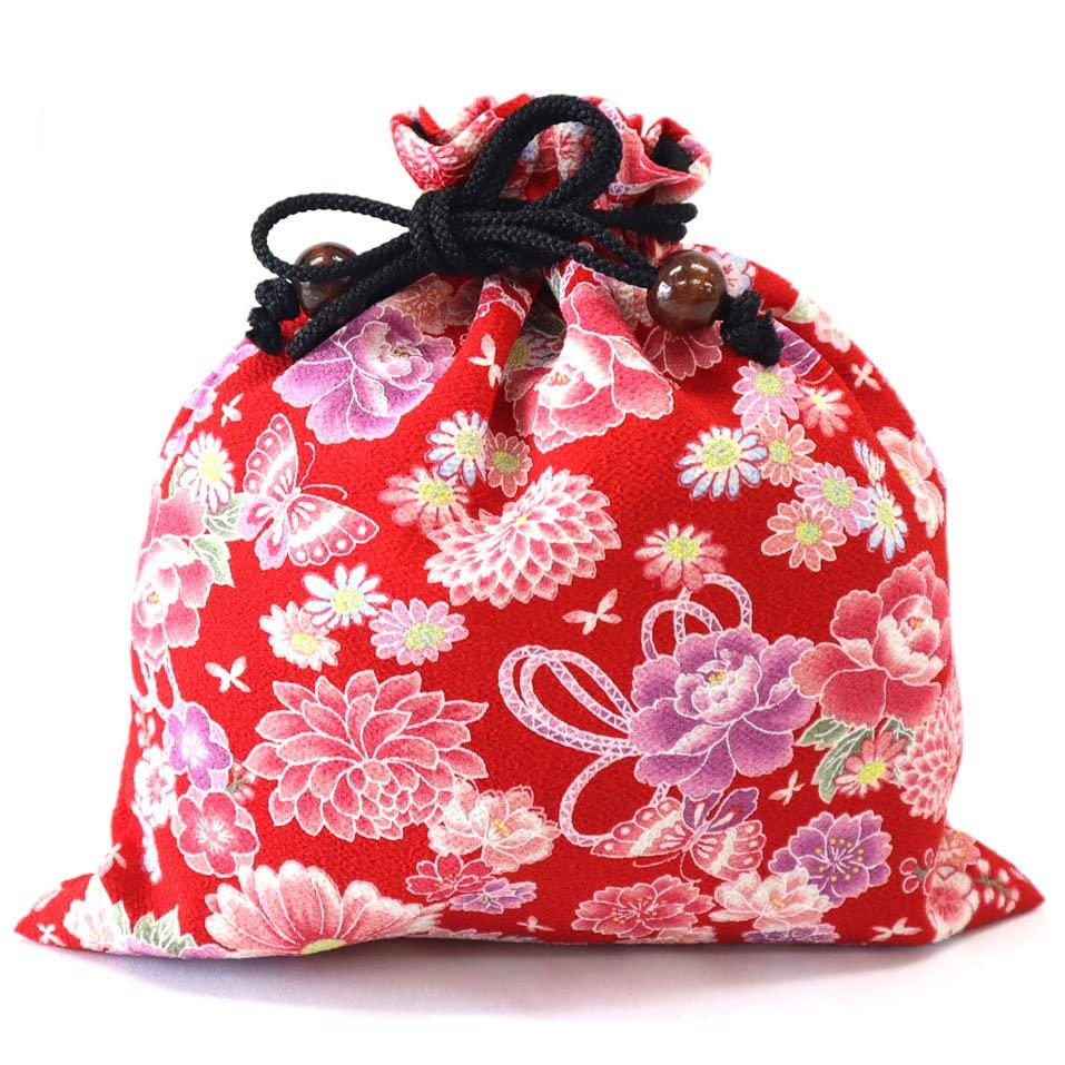 

COCOLUCK Japanese Pattern Drawstring Accessory Made in Japan with Chirimen Fabric Perfect for Temple Stamp Gift and Butterfly Bag, Case, Lining,