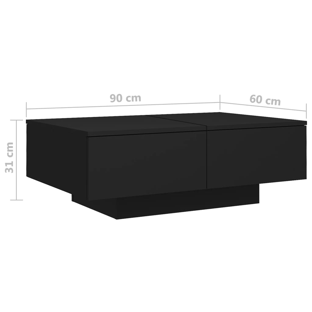 Coffee Table Black 90 X 60 X 31 Cm Particleboard
