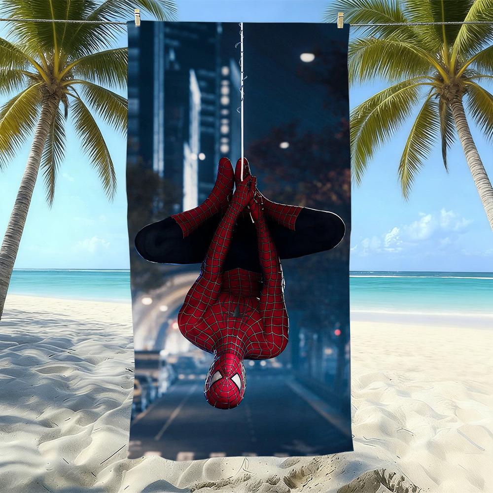 Toalla de Playa con Estampado de Dibujos Animados de Marvel Spider-Man, Natación en la Costa, Secado Rápido, Suave y Agradable para la Piel, Playa de Vacaciones