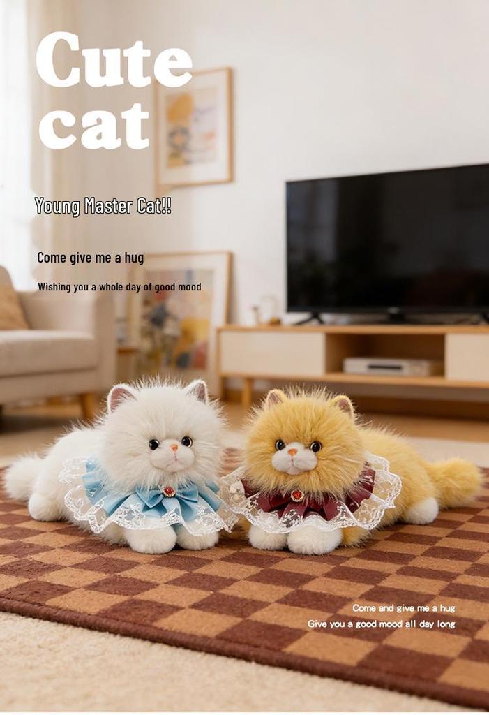 Meowing Plush Cat Doll - Cute Kitten Figurine Toy for Girls