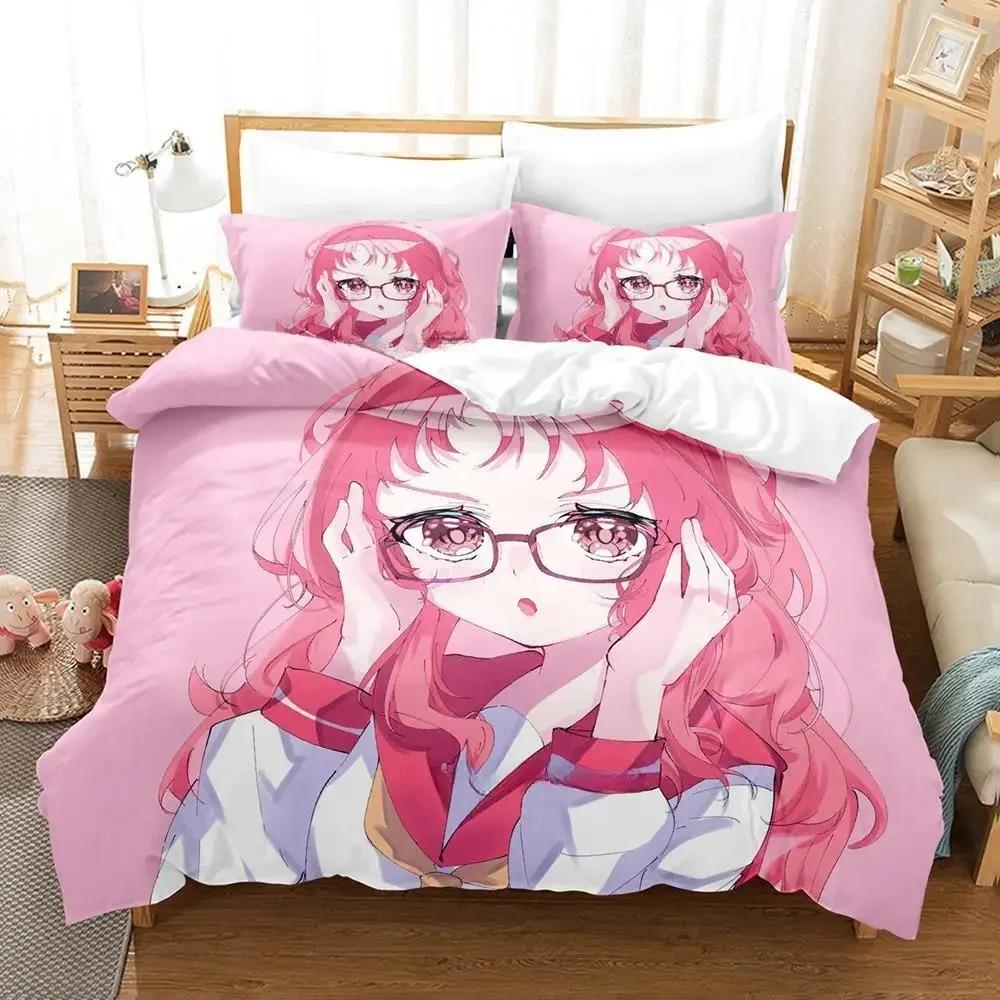 3D Kawaii The Girl I Like Forgot Her Eyewear Kaede Bedding Collection Cartoon Anime ThreePiece Set Adult Kid Bedroom Duvet Cover Collections
