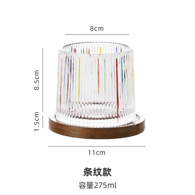 Creative Hand-painted Extract Cup, Simplicity Household Kitchenware, Retro Whiskey Glass, Rotary Wooden Tray Water Cup, Light Lu