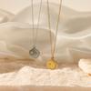 European and American fashion 11K gold round smiley face with diamonds titanium steel necklace INS wind niche versatile stainless steel necklace women