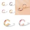 Elegant And Chic Alloy Geometric Earrings Colorful Rhinestone Ear Clips For Fashion Lovers