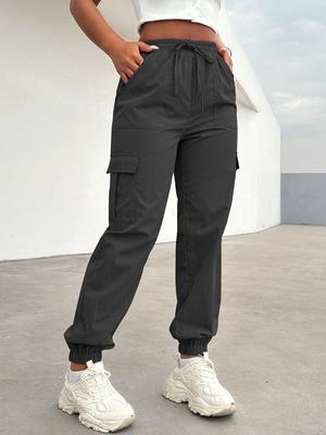 Women's Quick-Dry Parachute Cargo Pants - Spring/Summer Casual Drawstring Style 8082
