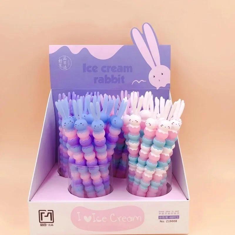 1 Pcs Random Color Creative Modeling Personality Gel Pen Small Fresh Cartoon School Rabbit Sweet Cute Office Stationery