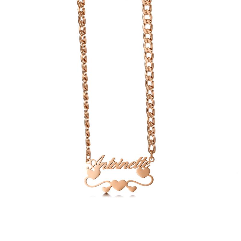Personalized Custom Name Necklace K18 Gold Cuban Chain Love English Letter Woman Necklace