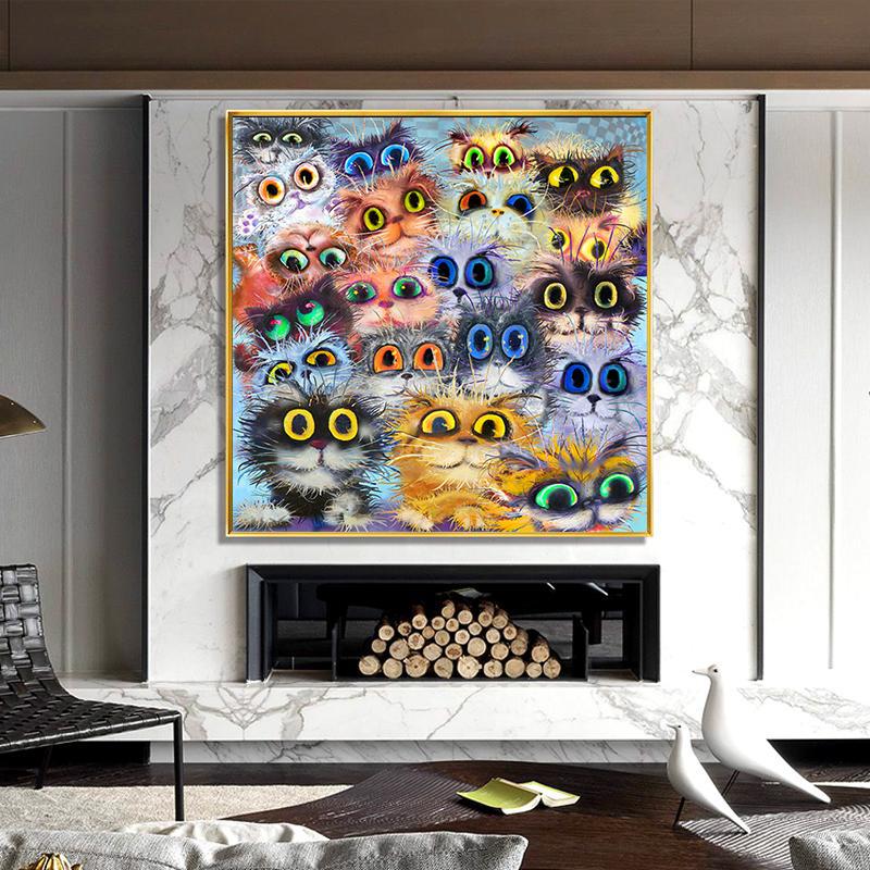 Modern Colorful Cute Cats Eyes Open Canvas Paintings Posters and Prints Wall Art Picture for Living Room Home Decoration Cuadros