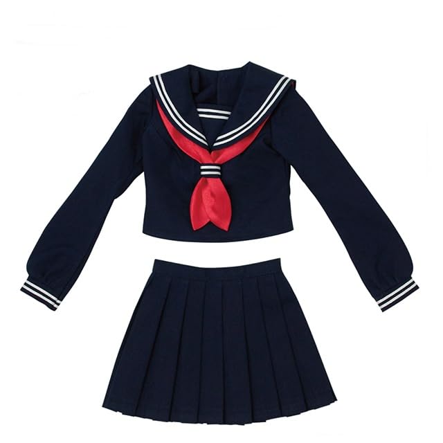 Scale AZO2 Long Sleeve Classic Sailor Uniform Scarf Navy x Red 1/3 & Set, (Doll)