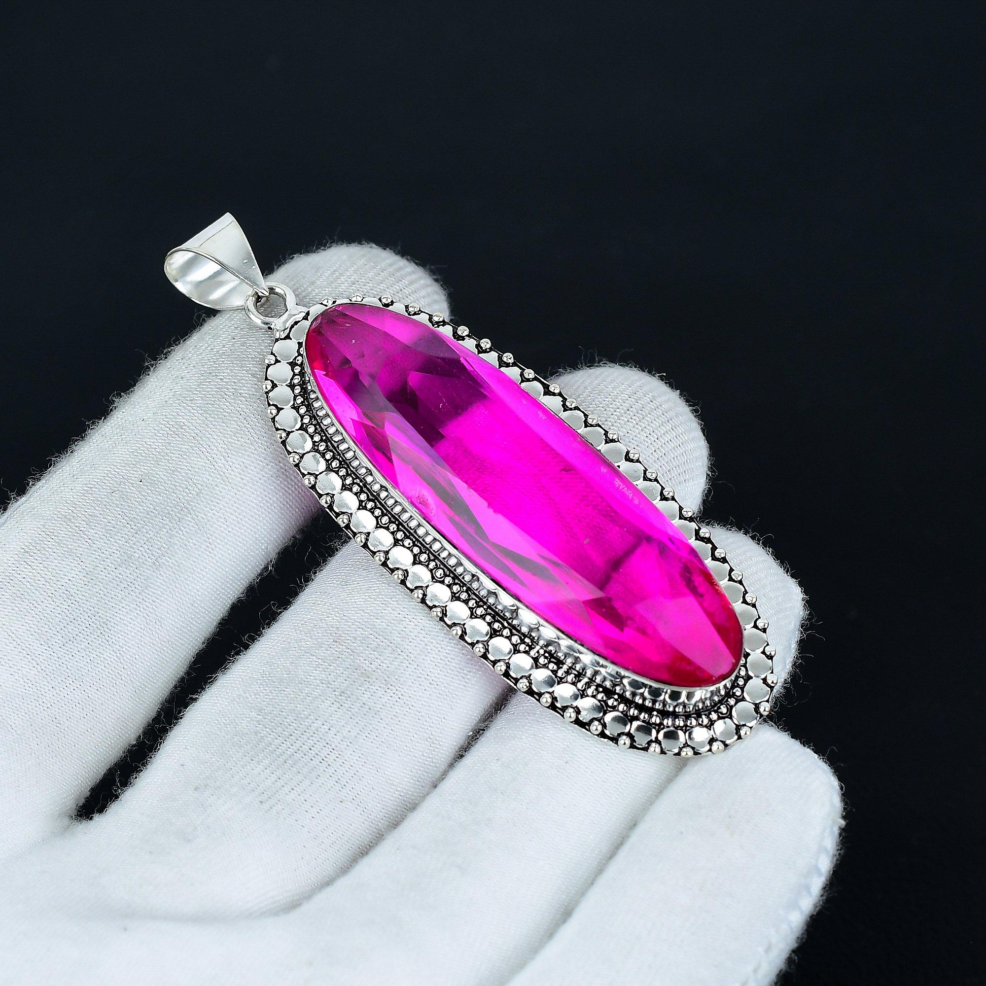 

Подвеска с розовым мистическим топазом, подвеска из стерлингового серебра 925 пробы, подвеска ручной работы, антикварная подвеска, подвеска с драгоценным камнем розовый мистический топаз, подарок 2.56 розовый