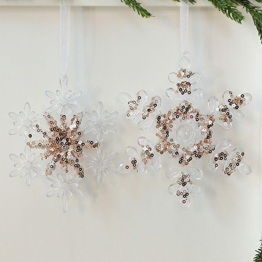 Gold Sequin Snowflake Ice Strip Pendants Holiday Party Supplies