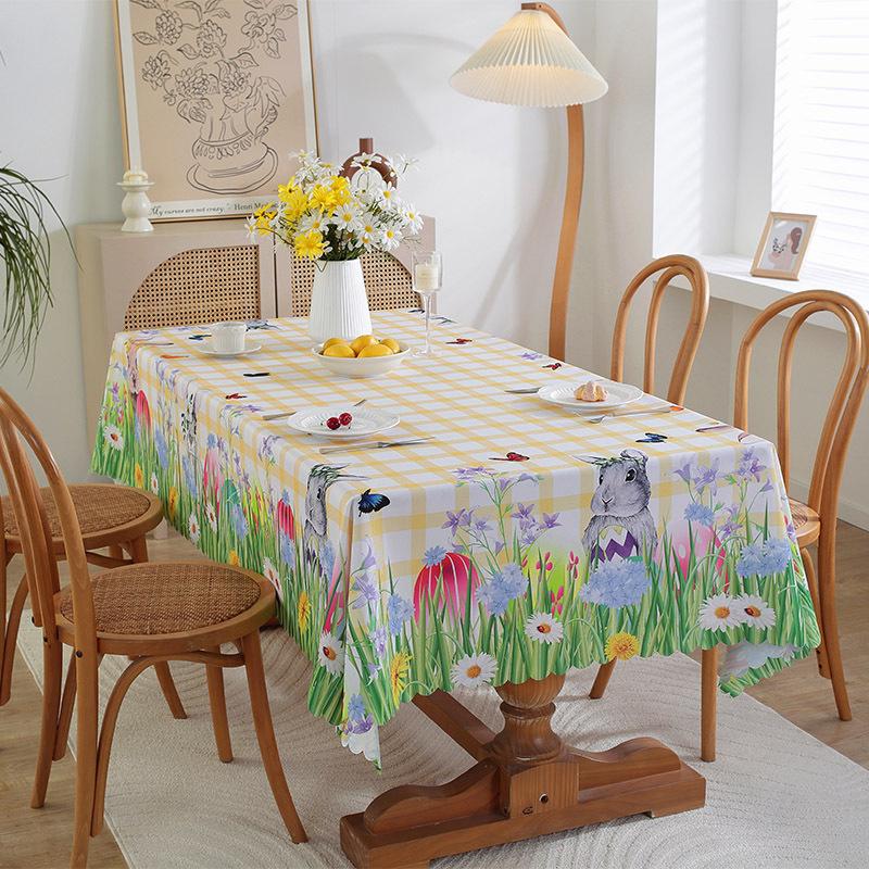 Easter Waterproof and Oil Proof Tablecloth Home Decoration Tablecloth Rectangular Anti Scald and Wear-resistant Easy To Maintain
