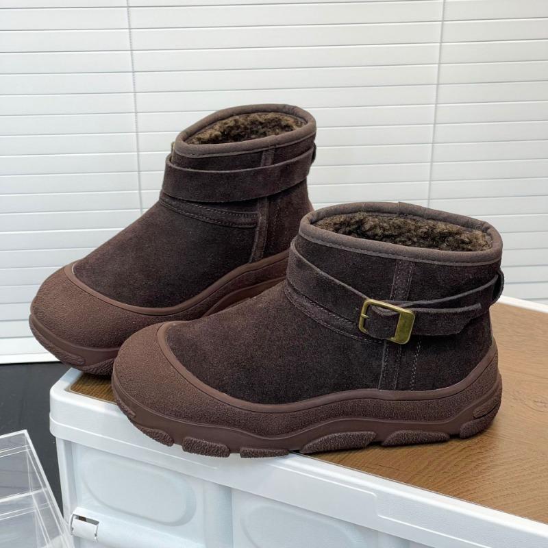 

Thick-soled lamb wool with snow boots women s new winter sleeve piled thickened round cotton boots 39