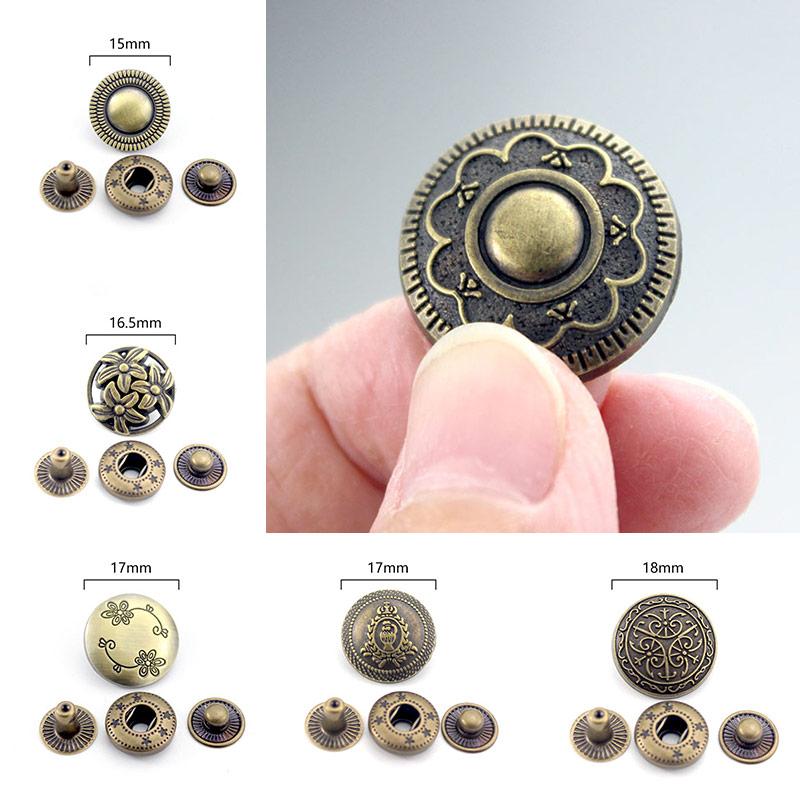 10Sets Snap Buttons Leather Craft Copper Sewing Accessories Press Studs Fasteners Garment DIY