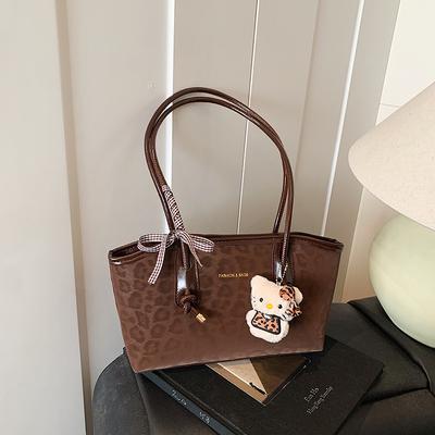 High-value New Fashionable Large-capacity Tote Bag Versatile Outdoor Commuter Women's Bag Leopard Print Shoulder Armpit Bag