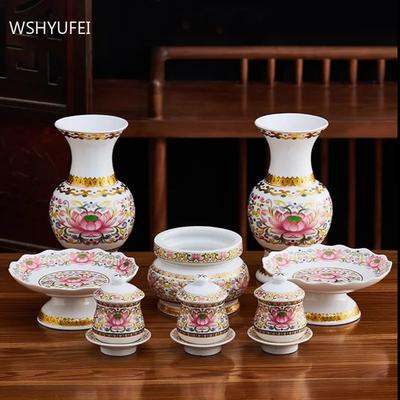 Buddhism Ceramics Water Supply Cup Traditional Ornaments Buddha Hall Offer Table Accessories Home Creativity Desktop Flower Vase