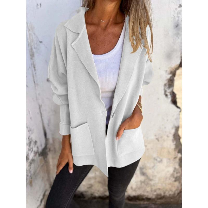 Women S Casual Versatile Lapel Pocket Long Sleeve Jacket