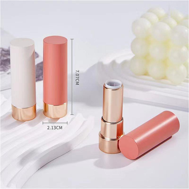 3.5ml Round Gold Base Snap-On Lipstick Tube, Empty Refillable Lip Balm Container, Cosmetic Packaging