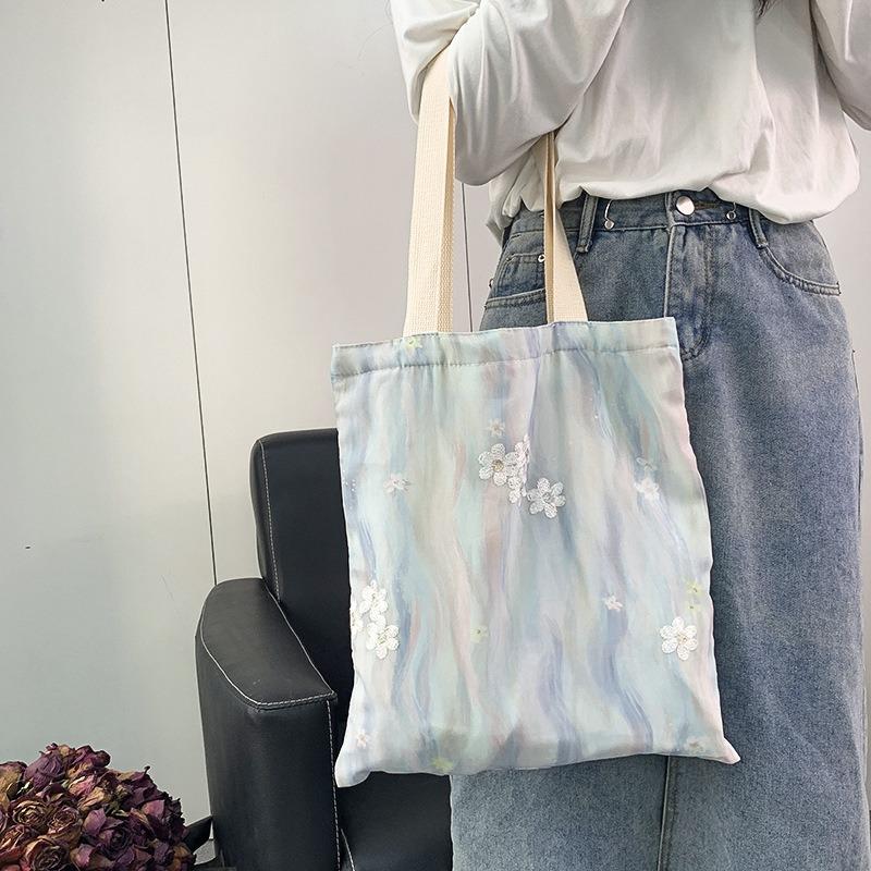 Embroidery Literary Ink Painting Small Fresh Canvas Bag