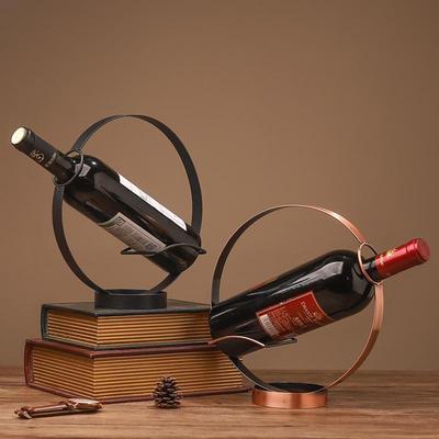Creative Retro Iron Round Wine Rack Home Desktop Decoration Rack Bar Wine Cellar Bar Supplies