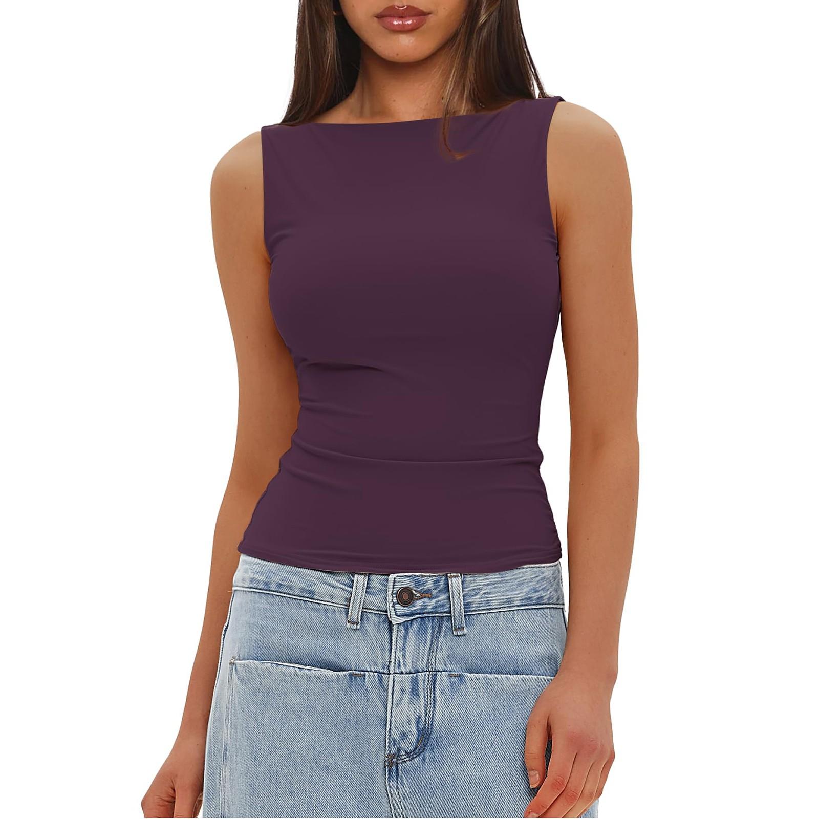 

Женская мода повседневная облегающая безрукавная рубашка верхняя одежда топ M