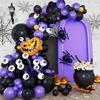 156-piece Halloween Balloon Arch Set Includes Foil Pumpkin-face Balloons Balloons Can Be Used To Create Spider and Other Shapes
