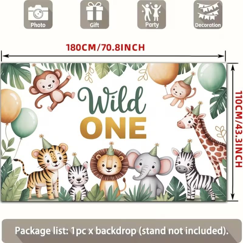 2D Wild One First Birthday Backdrop Woodland Animal Photoshoot Background