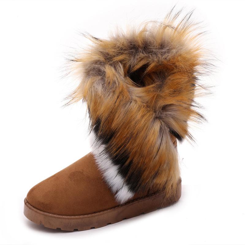 New Snow Boots, Imitation Fox Fur Snow Boots, Women's Medium Snow Boots, Women's Boots