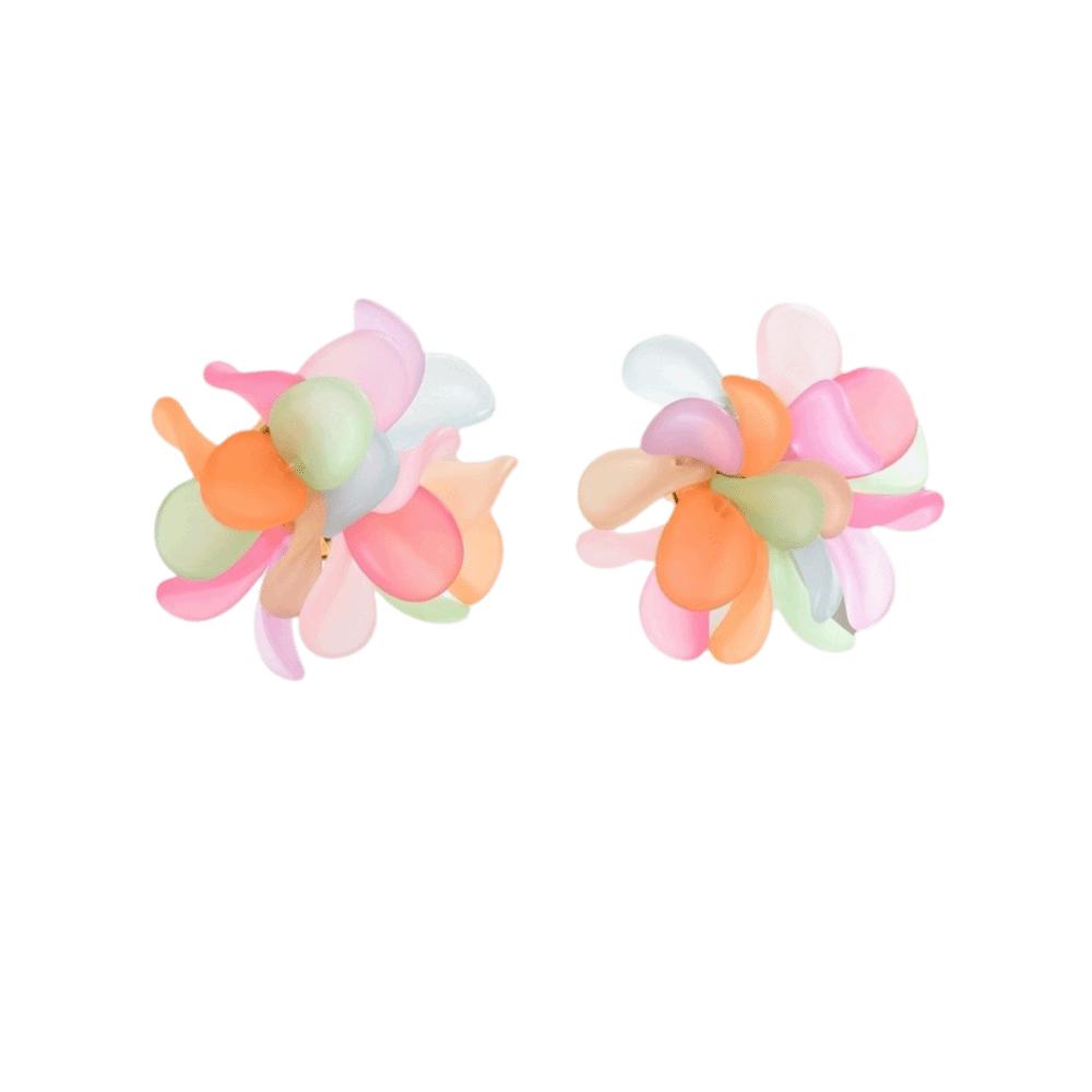 Colorful Mesh Beaded Flower Earrings Candy-Colored Ethnic Style Earrings Bohemian Earrings Holiday Style B