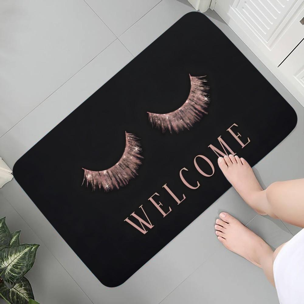 Eyelash Decorative Floor Mat Graphic Printed Flannel Doormats For Bathroom Kitchen Entrance Carpet Home Decor