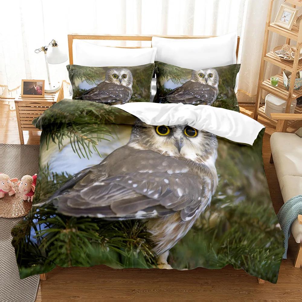 Comforter 3D Bedding Set For Kids Owl Eagle Birdtwin Full Queen King Winter Bedclothes Home Textile King Size