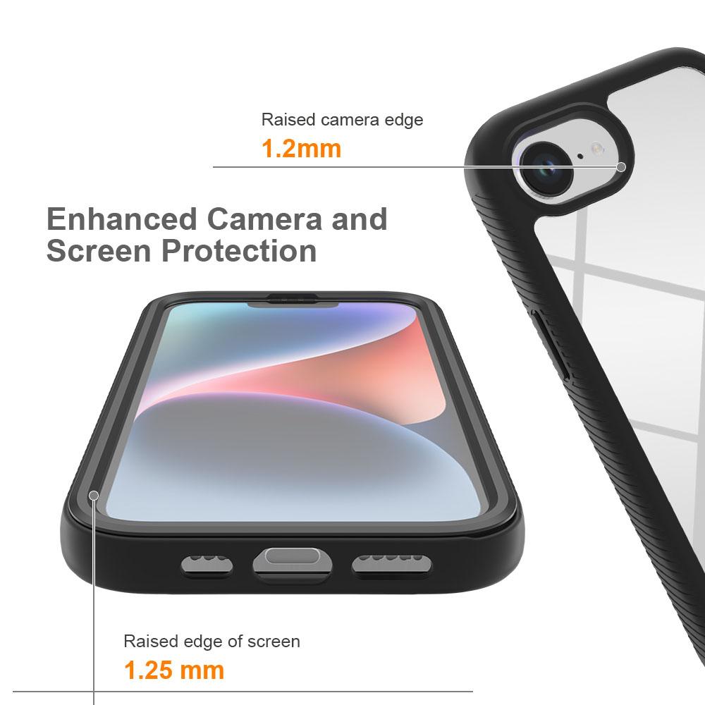 For iPhone 16e Case PC+TPU Phone Clear Back Cover with PET Screen Film