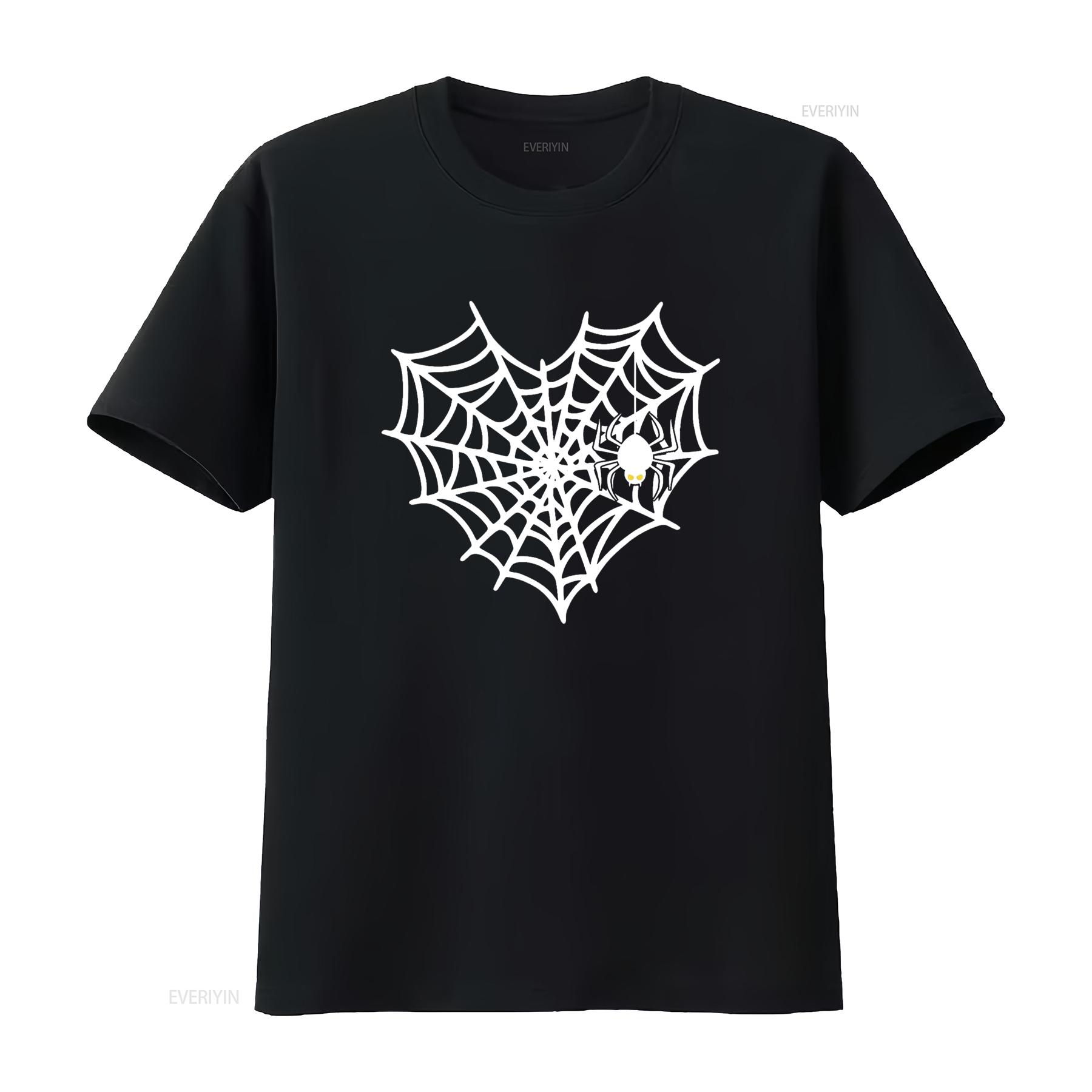 

Halloween Spider Web Costume Cute Heart T Shirt vintage Washed Breathable Unisex graphic Comfortable homme 4XL