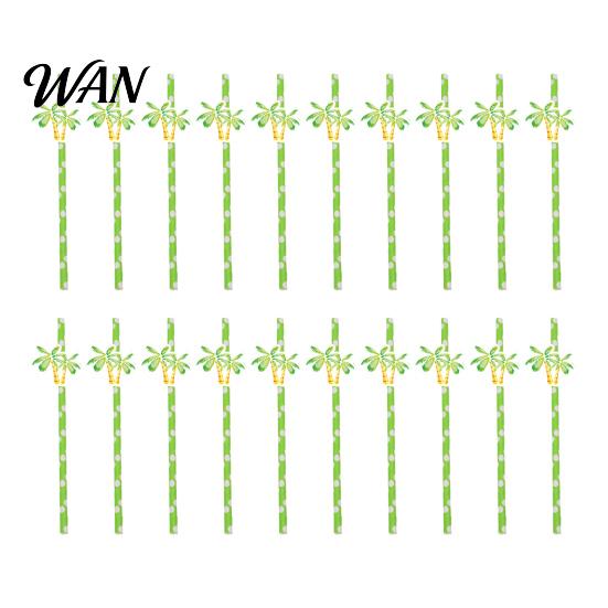 Biodegradable Straws 20Pcs Disposable Paper Straws, Hawaiian Palm Tree Party Drink Summer Beach Cocktail Green Coconut Decor Tropical Theme B