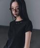 Geulouhaideu Z'Al Eyelet Strap Slit Short Sleeve T-Shirt_Black