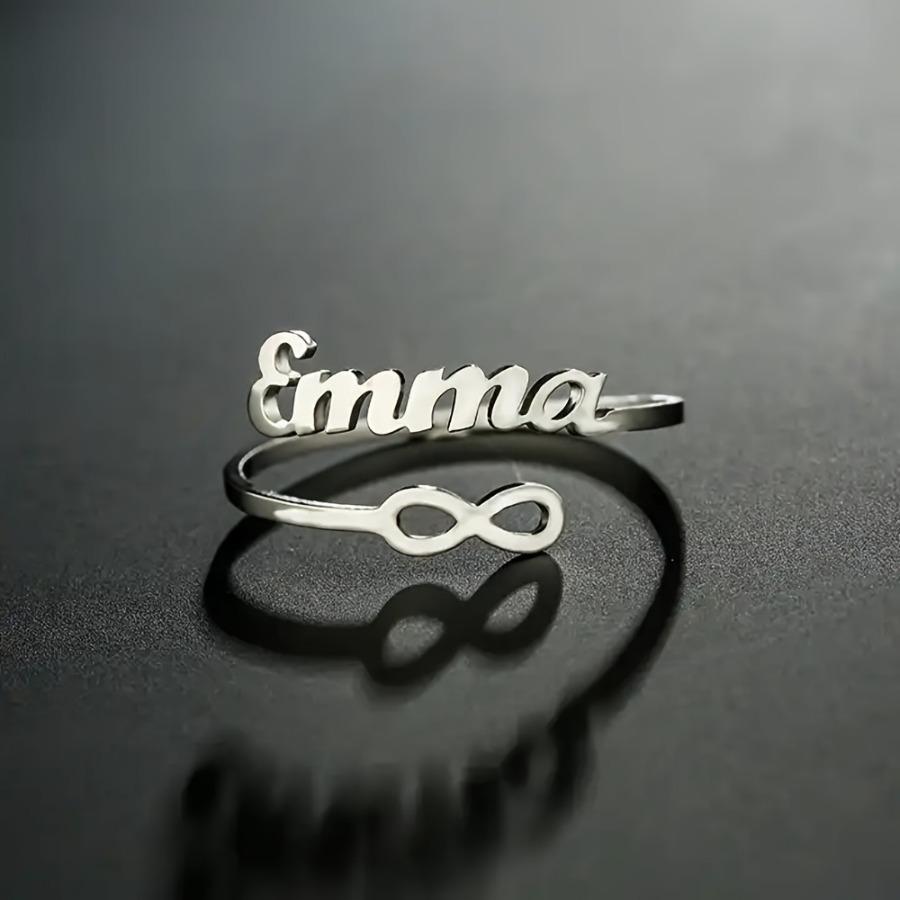 Custom Infinity Name Ring/Personalized Minimalist Nameplate Open Ring/Adjustable Stainless Steel Ring/a Gift for Her/Women's Fashion