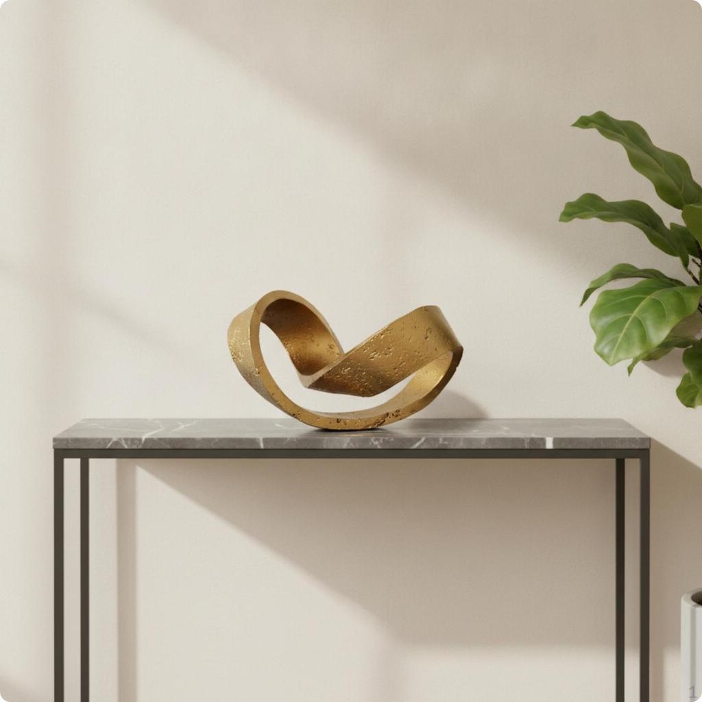 Geometric Hoop Sculpture Modern Ribbon Statue for Interior Designers, Homeowners, Living