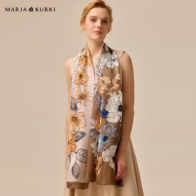 MARJA KURKI Silk Scarf Shawl 55x180cm