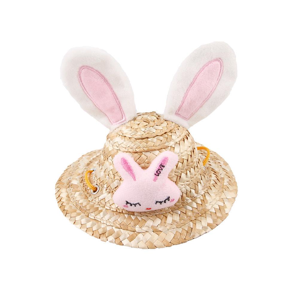 Pet act cute straw hat, cute doll hat spring and summer sunshade into funny pet hat