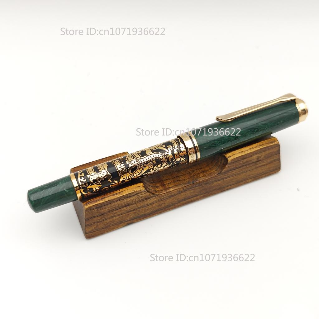 ADMOK M800 Divine Beast Essence Carved Edition No.6 Schmidt BOCK Piston Fountain Pen Plated 24K Dragon White Tiger Writing Pen