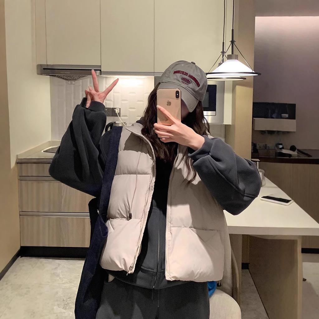 New Winter Short Fashion Cotton Vest Warm Foreign Style Hooded Fashion Loose Women's Korean Version Thin Coat