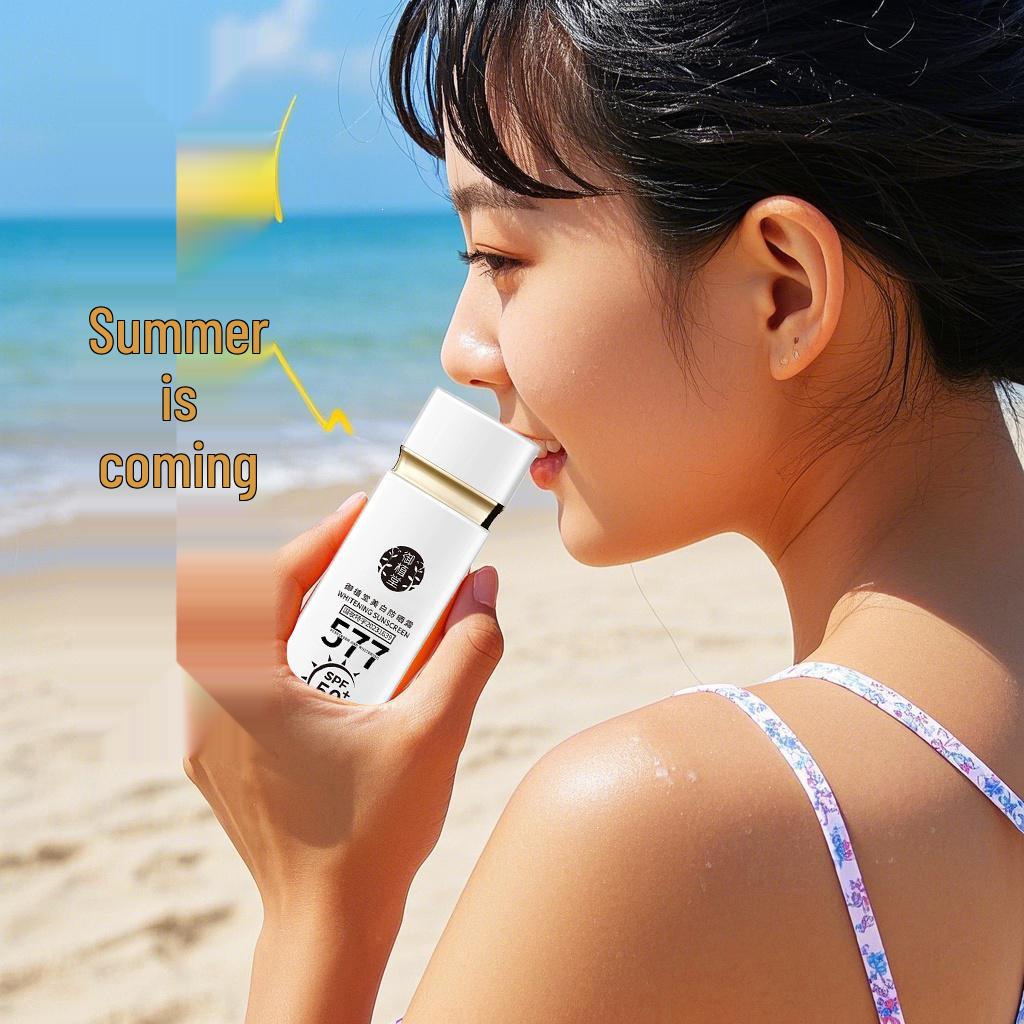 Yuzhitang 577 Whitening Sunscreen: 3-in-1 Concealer, Waterproof, Sweatproof, UV Protection, Non-Greasy.