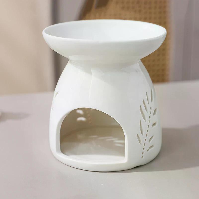 Bruciatore di Incenso in Ceramica Bianca Candela Olio Essenziale Diffusore per Aromaterapia Fornello Riscaldante Vuoto Ornamento Arredamento Casa Medio Oriente